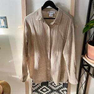 DKNY Casual Tan Button Down Shirt